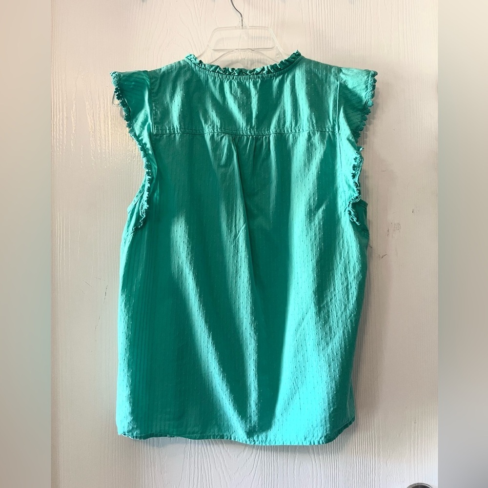 J. Crew Turquoise Ruffle Sleeve Blouse - Picture 5 of 8